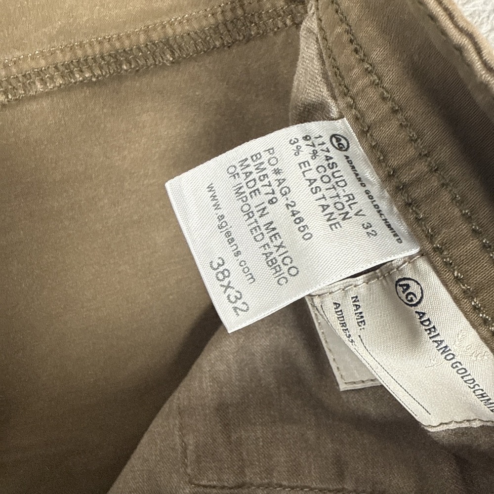 Adriano Goldschmied The Graduate Pants Mens 38x32 Olive Green Chino Stretch - Picture 3 of 8